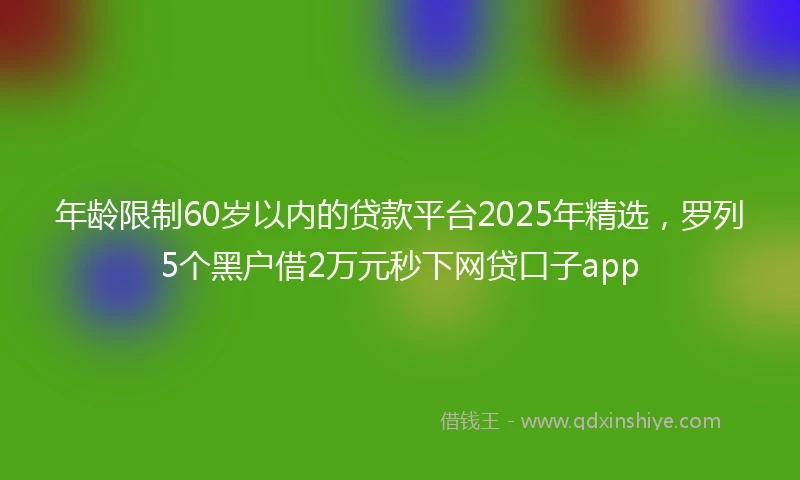 年龄限制60岁以内的贷款平台2025年精选，罗列5个黑户借2万元秒下网贷口子app