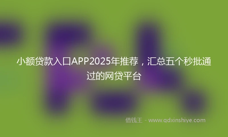 小额贷款入口APP2025年推荐，汇总五个秒批通过的网贷平台