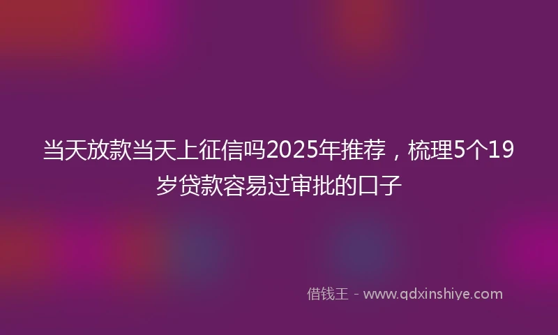 当天放款当天上征信吗2025年推荐，梳理5个19岁贷款容易过审批的口子