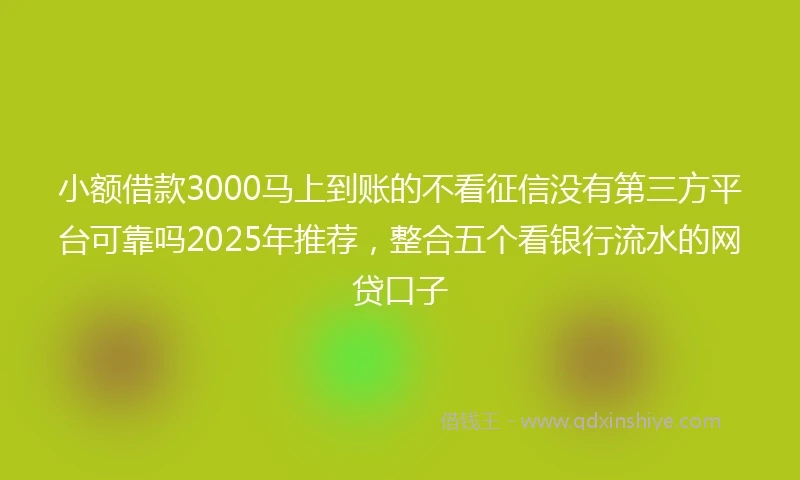 小额借款3000马上到账的不看征信没有第三方平台可靠吗2025年推荐，整合五个看银行流水的网贷口子