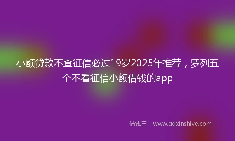 小额贷款不查征信必过19岁2025年推荐，罗列五个不看征信小额借钱的app