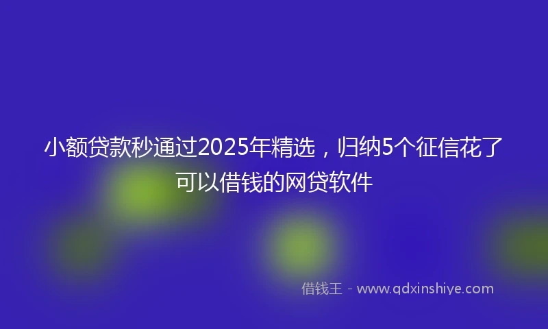 小额贷款秒通过2025年精选，归纳5个征信花了可以借钱的网贷软件