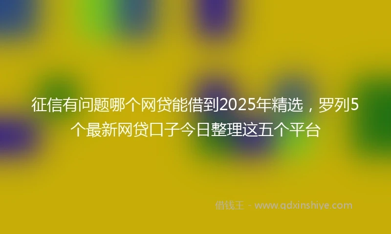 征信有问题哪个网贷能借到2025年精选，罗列5个最新网贷口子今日整理这五个平台