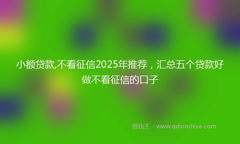 小额贷款,不看征信2025年推荐，汇总五个贷款好做不看征信的口子