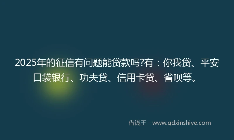 2025年的征信有问题能贷款吗?有：你我贷、平安口袋银行、功夫贷、信用卡贷、省呗等。