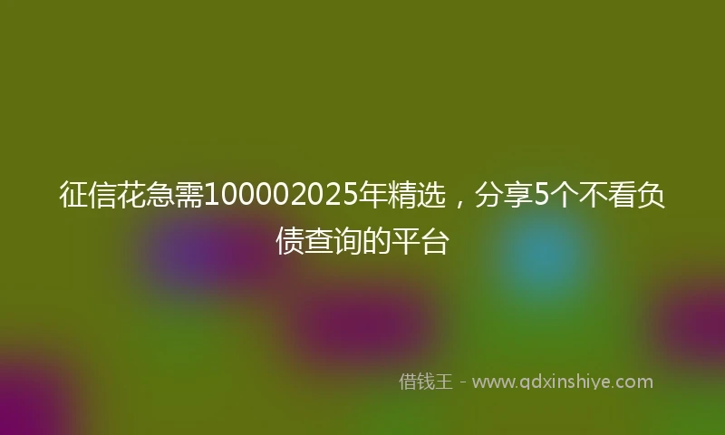 征信花急需100002025年精选，分享5个不看负债查询的平台