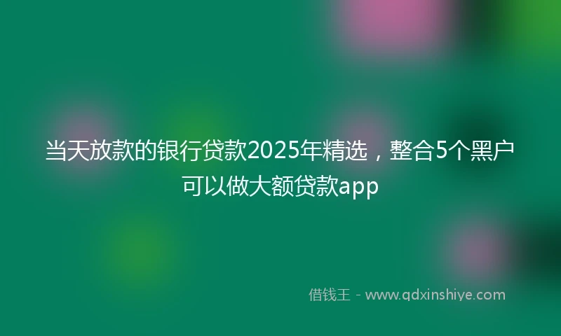 当天放款的银行贷款2025年精选，整合5个黑户可以做大额贷款app
