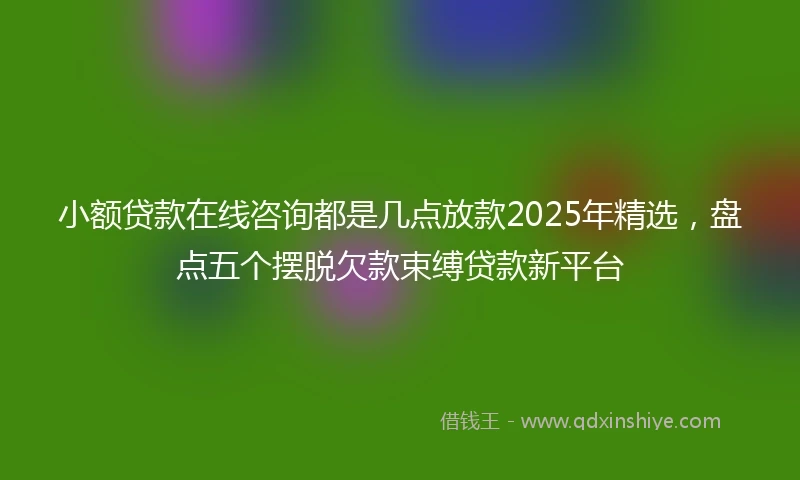小额贷款在线咨询都是几点放款2025年精选，盘点五个摆脱欠款束缚贷款新平台