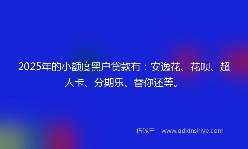 2025年的小额度黑户贷款有：安逸花、花呗、超人卡、分期乐、替你还等。