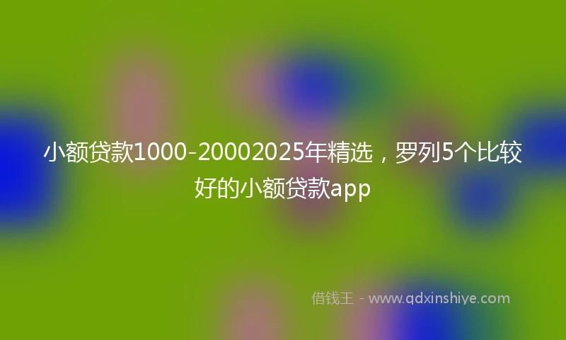 小额贷款1000-20002025年精选，罗列5个比较好的小额贷款app
