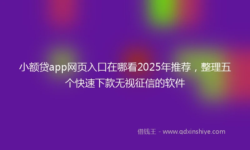 小额贷app网页入口在哪看2025年推荐，整理五个快速下款无视征信的软件