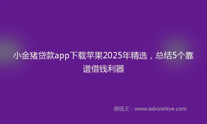 小金猪贷款app下载苹果2025年精选，总结5个靠谱借钱利器