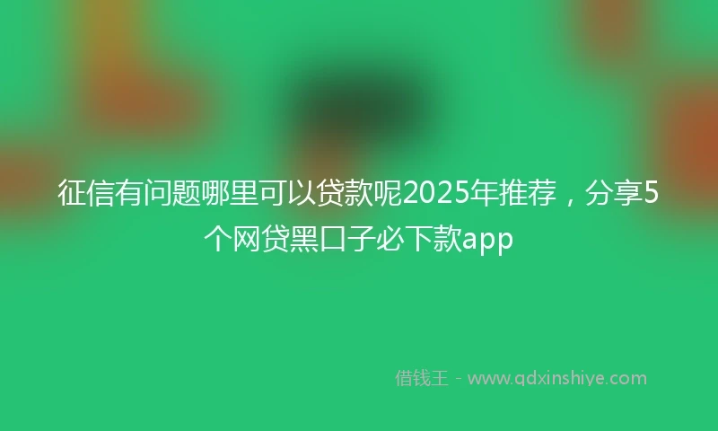 征信有问题哪里可以贷款呢2025年推荐，分享5个网贷黑口子必下款app
