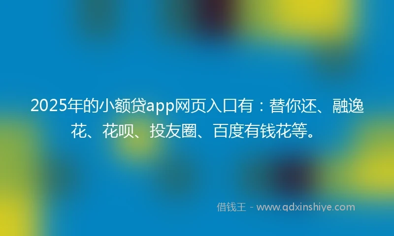 2025年的小额贷app网页入口有：替你还、融逸花、花呗、投友圈、百度有钱花等。