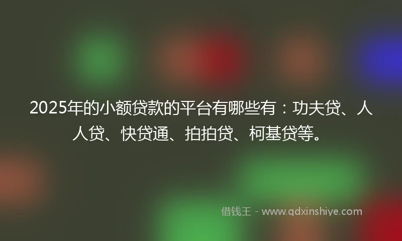 2025年的小额贷款的平台有哪些有：功夫贷、人人贷、快贷通、拍拍贷、柯基贷等。