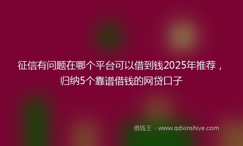 征信有问题在哪个平台可以借到钱2025年推荐，归纳5个靠谱借钱的网贷口子