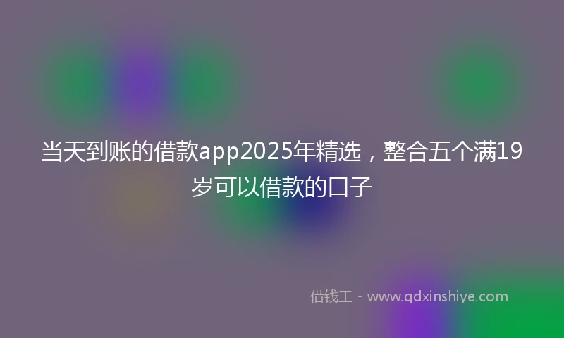 当天到账的借款app2025年精选，整合五个满19岁可以借款的口子