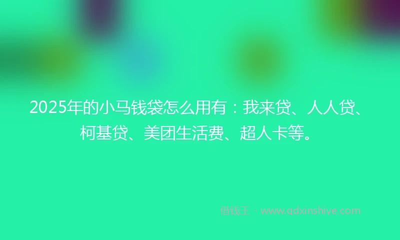 2025年的小马钱袋怎么用有：我来贷、人人贷、柯基贷、美团生活费、超人卡等。