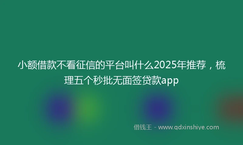 小额借款不看征信的平台叫什么2025年推荐，梳理五个秒批无面签贷款app