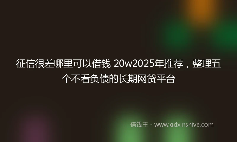 征信很差哪里可以借钱 20w2025年推荐，整理五个不看负债的长期网贷平台