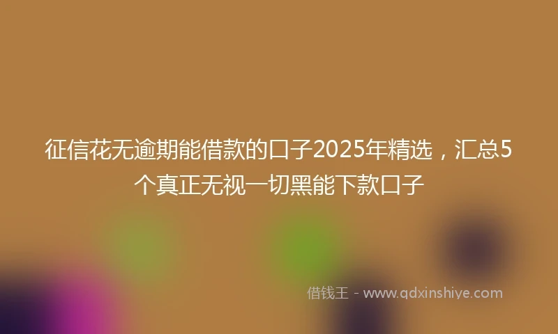 征信花无逾期能借款的口子2025年精选，汇总5个真正无视一切黑能下款口子