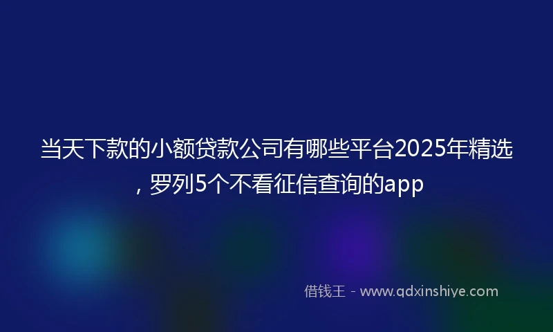 当天下款的小额贷款公司有哪些平台2025年精选，罗列5个不看征信查询的app