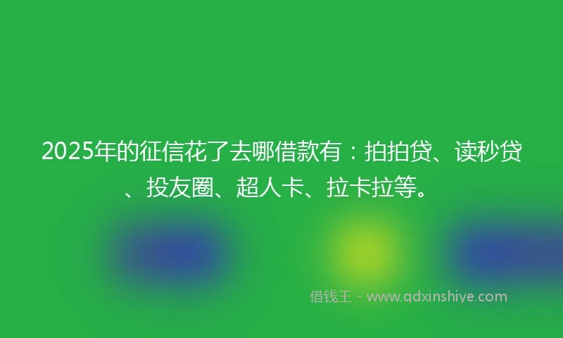 2025年的征信花了去哪借款有：拍拍贷、读秒贷、投友圈、超人卡、拉卡拉等。