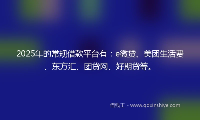 2025年的常规借款平台有：e微贷、美团生活费、东方汇、团贷网、好期贷等。