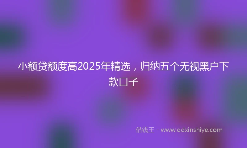 小额贷额度高2025年精选，归纳五个无视黑户下款口子