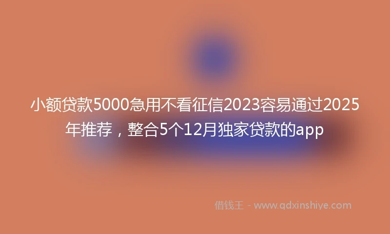 小额贷款5000急用不看征信2023容易通过2025年推荐，整合5个12月独家贷款的app