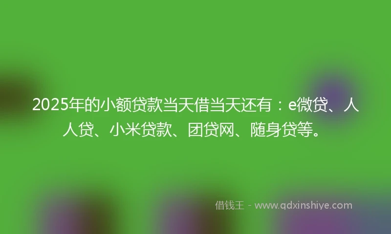 2025年的小额贷款当天借当天还有：e微贷、人人贷、小米贷款、团贷网、随身贷等。