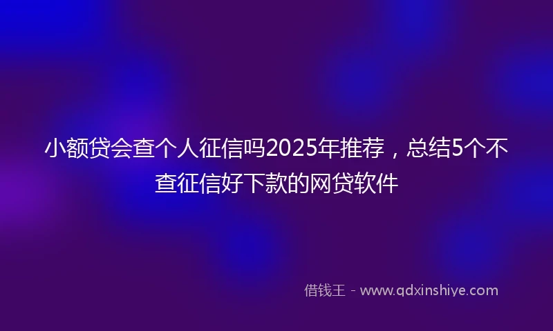小额贷会查个人征信吗2025年推荐，总结5个不查征信好下款的网贷软件