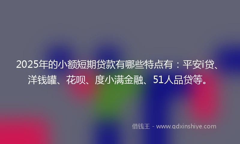 2025年的小额短期贷款有哪些特点有：平安i贷、洋钱罐、花呗、度小满金融、51人品贷等。