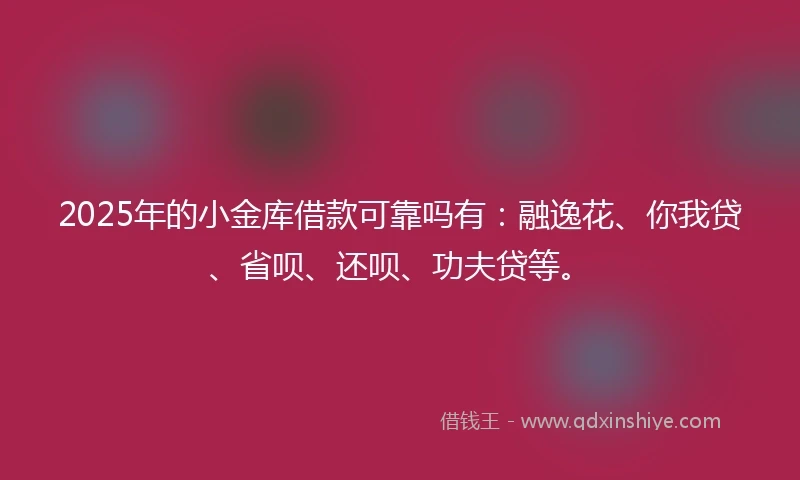 2025年的小金库借款可靠吗有：融逸花、你我贷、省呗、还呗、功夫贷等。