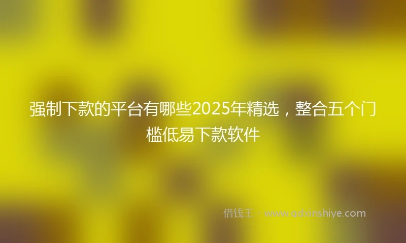 强制下款的平台有哪些2025年精选，整合五个门槛低易下款软件