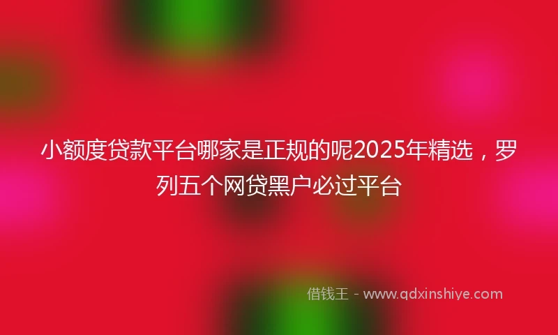 小额度贷款平台哪家是正规的呢2025年精选，罗列五个网贷黑户必过平台