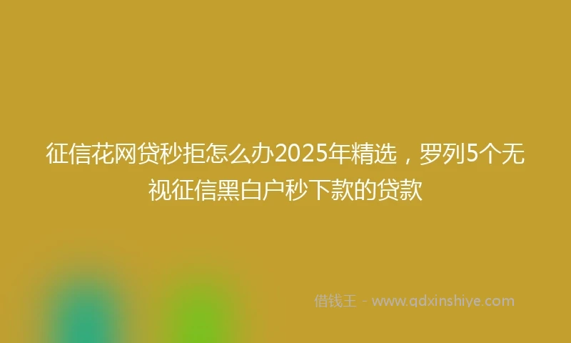 征信花网贷秒拒怎么办2025年精选，罗列5个无视征信黑白户秒下款的贷款