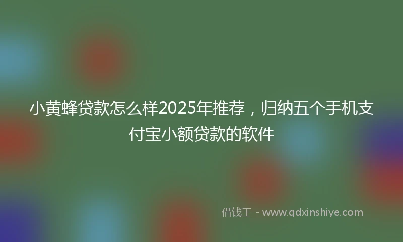 小黄蜂贷款怎么样2025年推荐，归纳五个手机支付宝小额贷款的软件