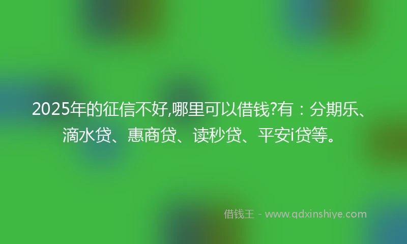 2025年的征信不好,哪里可以借钱?有：分期乐、滴水贷、惠商贷、读秒贷、平安i贷等。