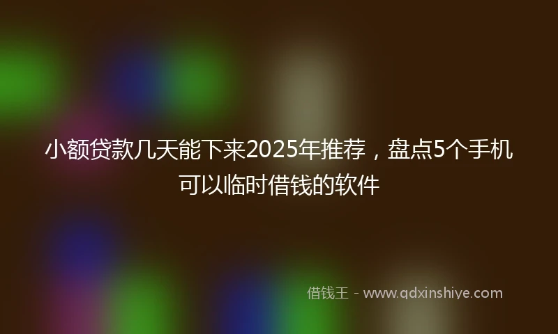 小额贷款几天能下来2025年推荐，盘点5个手机可以临时借钱的软件