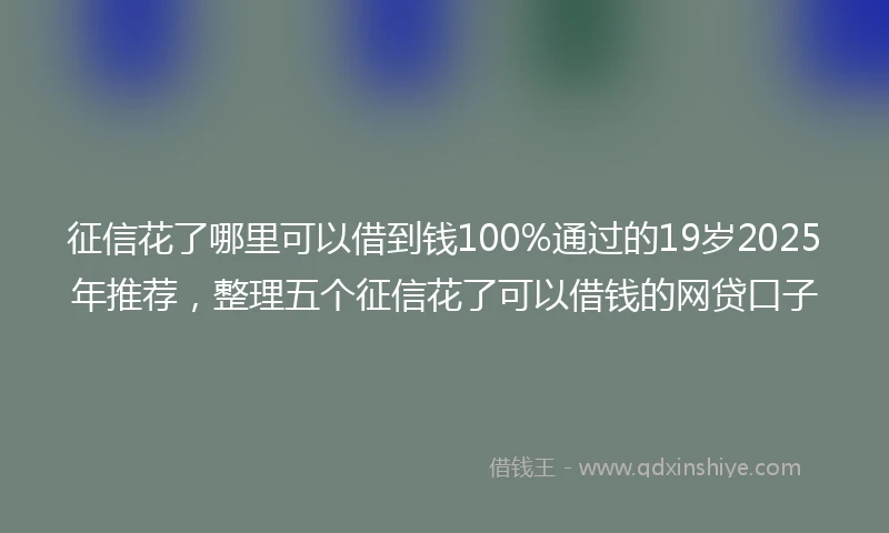 征信花了哪里可以借到钱100%通过的19岁2025年推荐,整理五个征信花了可以借钱的网贷口子