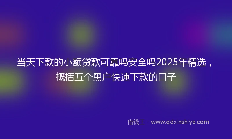 当天下款的小额贷款可靠吗安全吗2025年精选，概括五个黑户快速下款的口子