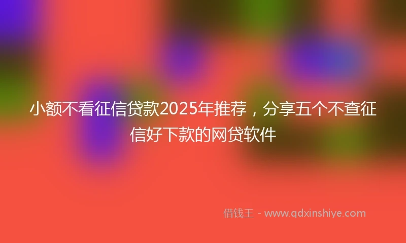 小额不看征信贷款2025年推荐，分享五个不查征信好下款的网贷软件