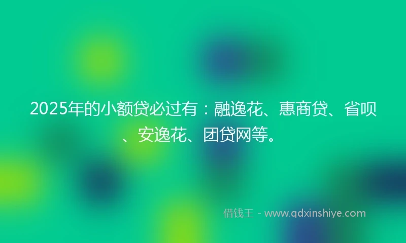 2025年的小额贷必过有：融逸花、惠商贷、省呗、安逸花、团贷网等。