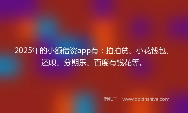 2025年的小额借资app有：拍拍贷、小花钱包、还呗、分期乐、百度有钱花等。