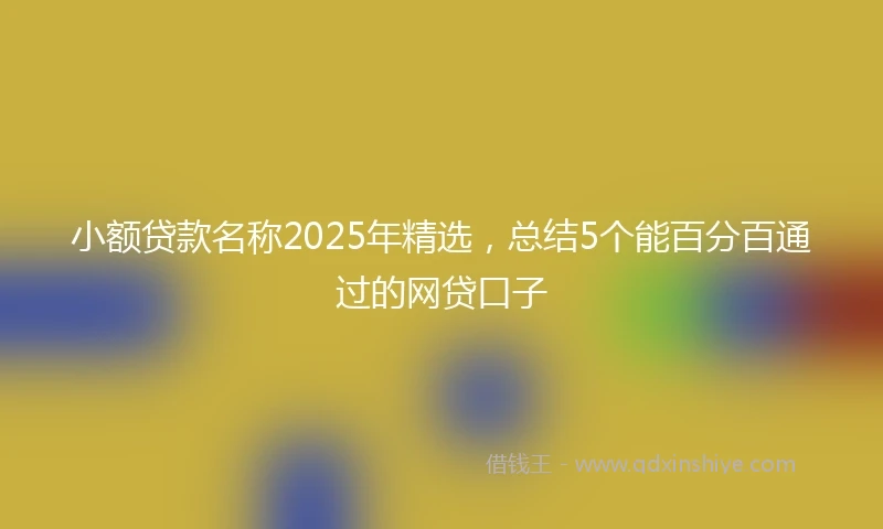 小额贷款名称2025年精选，总结5个能百分百通过的网贷口子