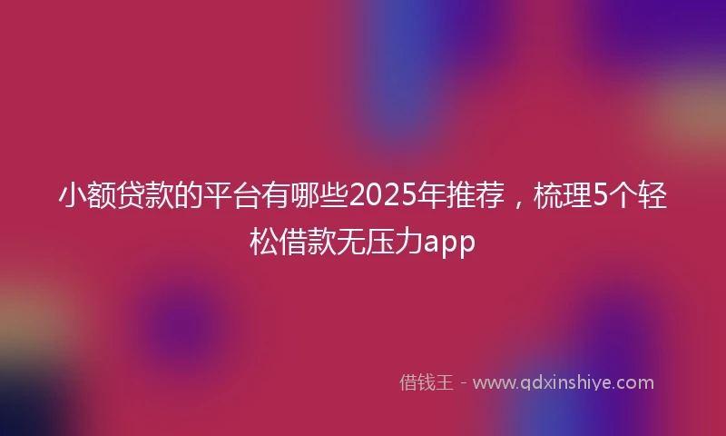小额贷款的平台有哪些2025年推荐，梳理5个轻松借款无压力app