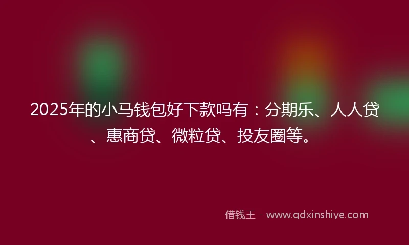 2025年的小马钱包好下款吗有：分期乐、人人贷、惠商贷、微粒贷、投友圈等。