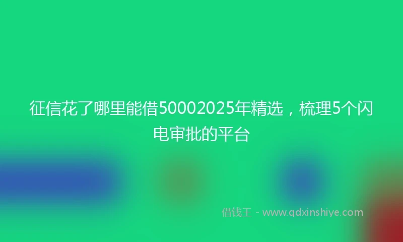 征信花了哪里能借50002025年精选，梳理5个闪电审批的平台