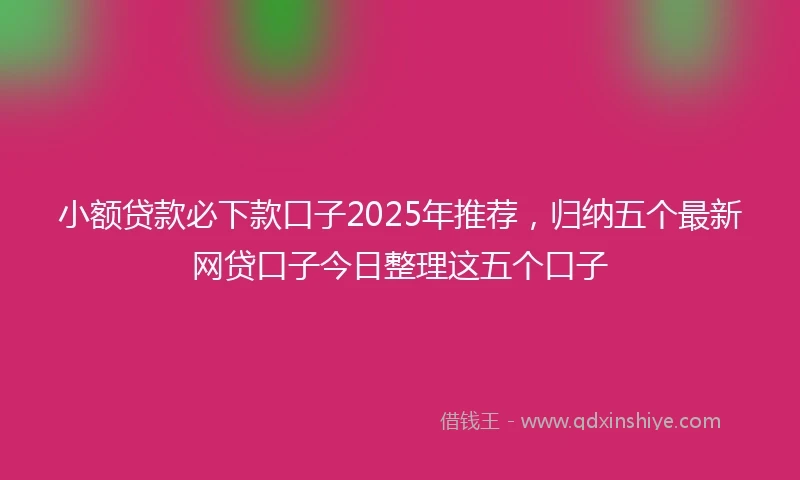 小额贷款必下款口子2025年推荐，归纳五个最新网贷口子今日整理这五个口子